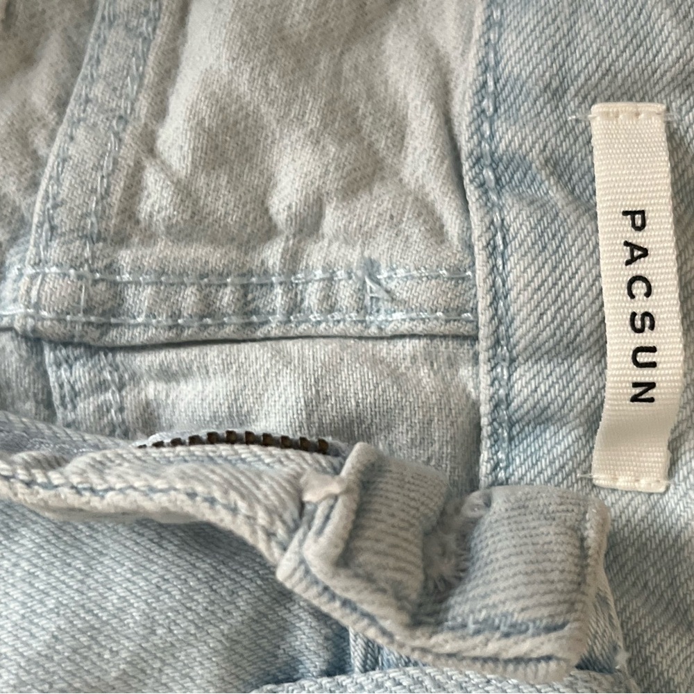 PacSun Sky Blue Ripped Jean Shorts - Picture 3 of 4